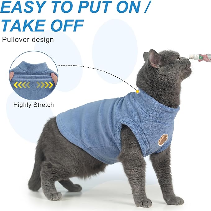 BEAUTYZOO Cat Sweater Turtleneck - Soft Fleece Cat Sweaters for Cats Only Warm Kitten Clothes, Fall Winter Pet Coat Pullover Sweatshirt Clothing Also for Puppy Small Dogs Sphynx Hairless Cats