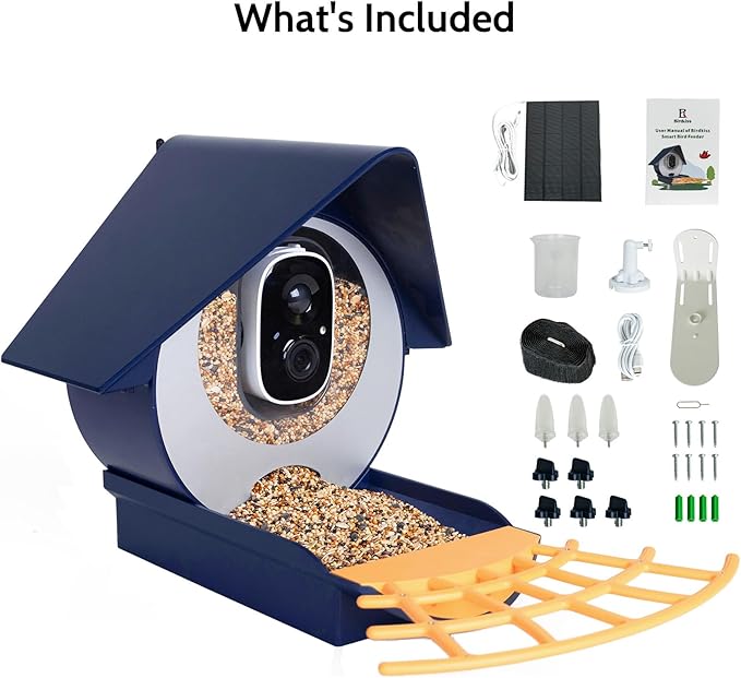 Birdkiss Smart Bird Feeder with Camera, AI Identify Bird Feeder Camera with Solar Pannel, Auto Capture Bird Full HD Videos & Instant Notification, Ideal Present for Bird Lovers