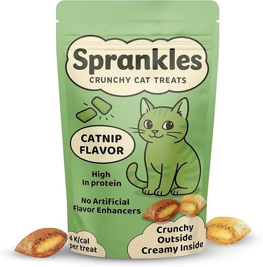 Crunchy Cat Treats – Dual‐Texture Crunch & Creamy Soft Feline Snack Bites for All Life Stages, Great for Training Treat Value Bags (1 Pound, Catnip)