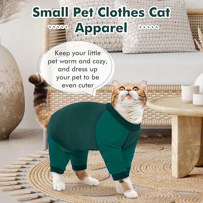 DENTRUN Cat Recovery Suit, Kitten Hair Sticky Onesie, Surgical Cone Alternative Shirts for Female Male Cat Recovery After Surgery, Cat Hair Spreading Prevent Clothes Pajama Apparel for Cats Only