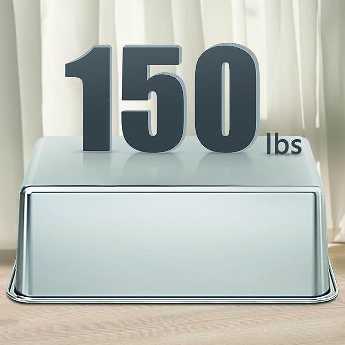 Vealind Stainless Steel Cat Litter Box High Sided Metal Cats Litter Pan Tray Enclosed with Scoop Mats Non-Sticky Anti-Leakage Easy Cleaning Kitty Litter Boxes