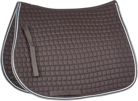 HORZE Adepto Padded All Purpose Quilted Equestrian Saddle Pad for Horses with Two-Tone Trim