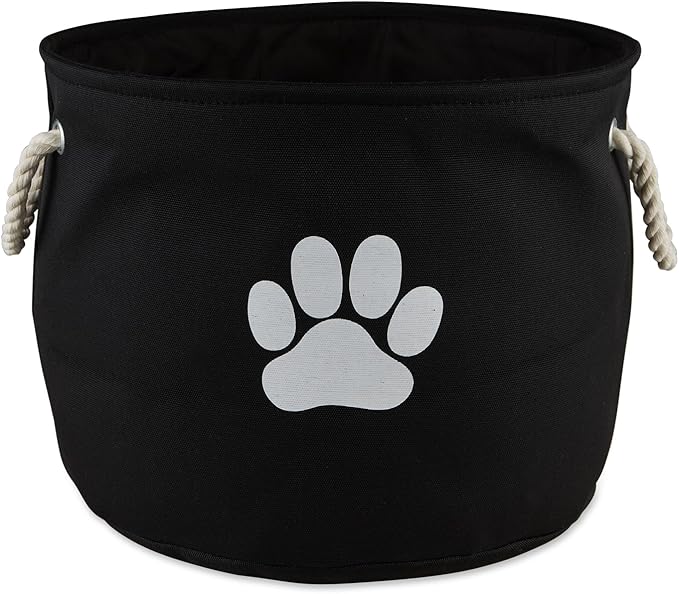 Bone Dry Pet Storage Collection Collapsible Bin, Black, Small Round