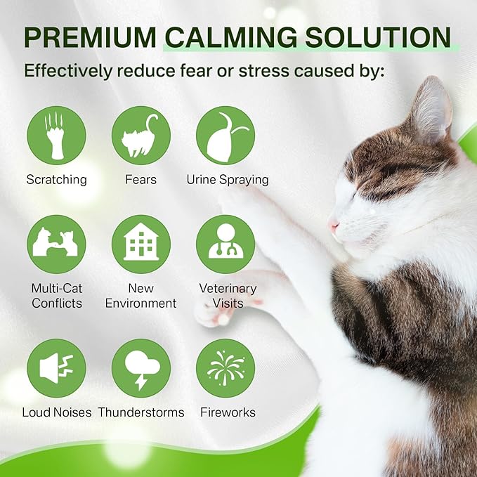 Cat Calming Diffuser with Three Timing Functions, 3-in-1 Cat Pheromones Calming Diffuser Kit, 60-Day Anxiety Relief, Stress Reduction & Relaxation for All Cats (1 Diffuser + 2 Refills)