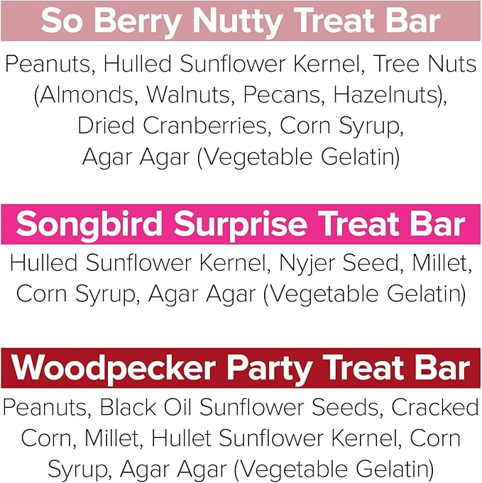 Blue Seal Suet Treat Bars for Wild Birds - No Mess Suet Feed, Food for Woodpeckers, Cardinals, Siskins, Sparrows & More - 8 oz Suet Feeder, Bird Seed Cakes (Variety Pack of 6)