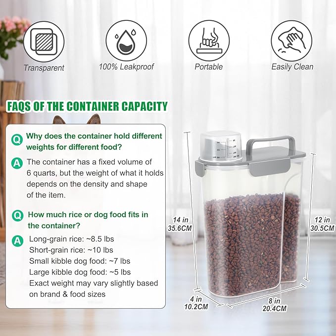 TBMax Dog Cat Food Storage Containers 2 Pack 10 Lbs to 14 Lbs Airtight Pet Food Container Dispenser Bird Seed Container with Large Spout & Portable Handle, Travel Dog Treat Cat Food Storage Bin