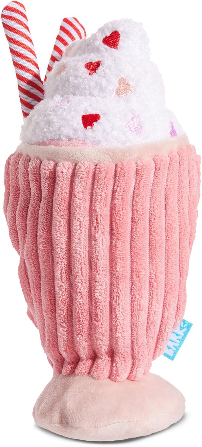 Barkbox Red Whine Milkshake Dog Toy – Squeaky Dog Toys – Plush Dog Toys – Puppy and Pet Toys for X-Small to Small Dogs