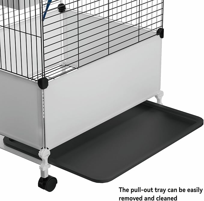 Extra Large Bird Cage, Black Parakeet Cages with Rolling Stand & Wheels, Wide Birdcage for Parrots Cockatiels Conure Budgie Canary Finch Lovebird