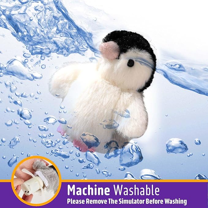 Interactive Cat Toy Rechargeable Automatic Chirping Penguin Bird Cat Toy Infused with Catnip in The Wings, Auto Beating Wings Kitten Toy for Indoor Cats to Play Alone, Never Boredom