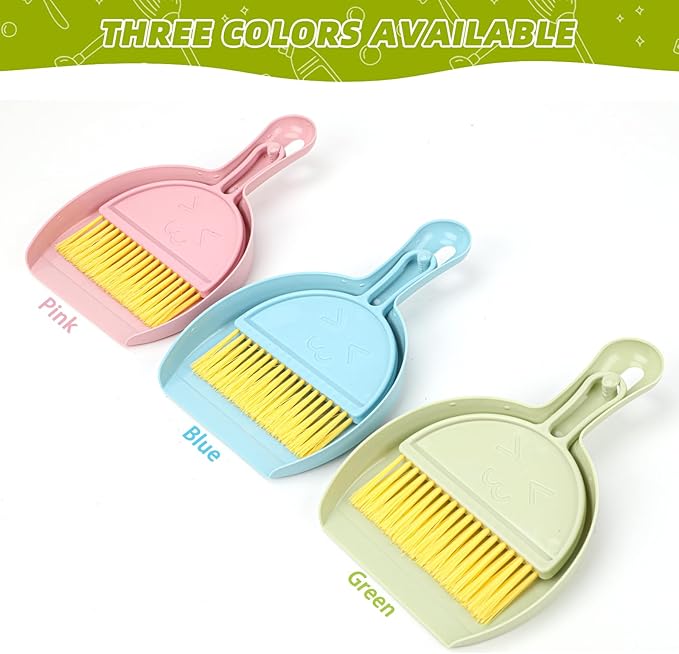 RYPET Pet Cage Cleaning Tool-Small Broom and Dustpan Set, Mini Dustpan and Whisk Brush Set for Guinea Pig Chinchilla Hamster Ferret Hedgehog Rabbit Reptile, Cage Cleaner for Small Animal Waste Green