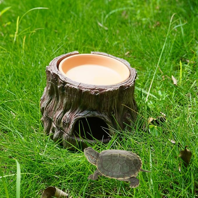 Reptile Hideout with Detachable Base and Humidity Dish, Gecko Hide Climbing Toy Tank Accessories, Terrarium Decor, Reptile Hide Cave for Crested Gecko,Lizard, Snake, Crabs