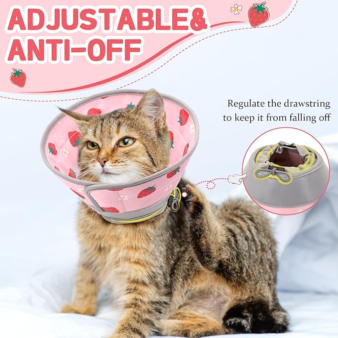 Cat Cone Collar Soft, Comfortable Cat Recovery Collar Pet Cone for Small Large Cats, Lightweight Elizabethan Collar for Cats Kittens After Surgery Prevent from Licking Wounds, Pink, M