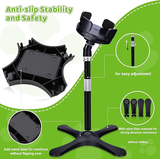 Elevated Dog Bowls for Large and Extra Large Dogs,Adjustable Width Dog Bowl Stand for 5.5-9.5" Wide Bowls,Food and Water Feeder,Single Holder with Tilted Height Adjust 12.4''-18.9'' (2 Pack)