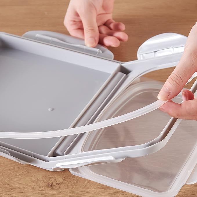 HANAMYA 15 Liter / 30 lbs Rice Storage Container with Measuring Cup, BPA free, For Rice | Grain | Pet Food | Flour, 1 count, White & Gray