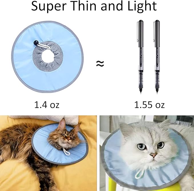 Waterproof Cat Recovery Collar, Adjustable Pet Cone Collar, Protective Cat Neck Cones to Stop Licking Wounds, Lightweight Kitten Cones After Surgery, Elizabethan E Collar for Cats, Small Dog, Puppy