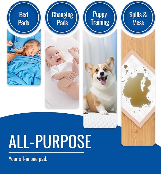 Ultra-Absorb Hospital Grade Bed Pads Disposable Adult 30x36 Inch Leakproof Underpads, Quick-Dry Incontinence & Puppy Pee Pads, 50 Count