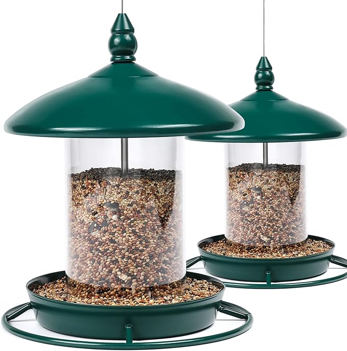 Pack of 2 Bird Feeder for Outdoor Hanging. Green