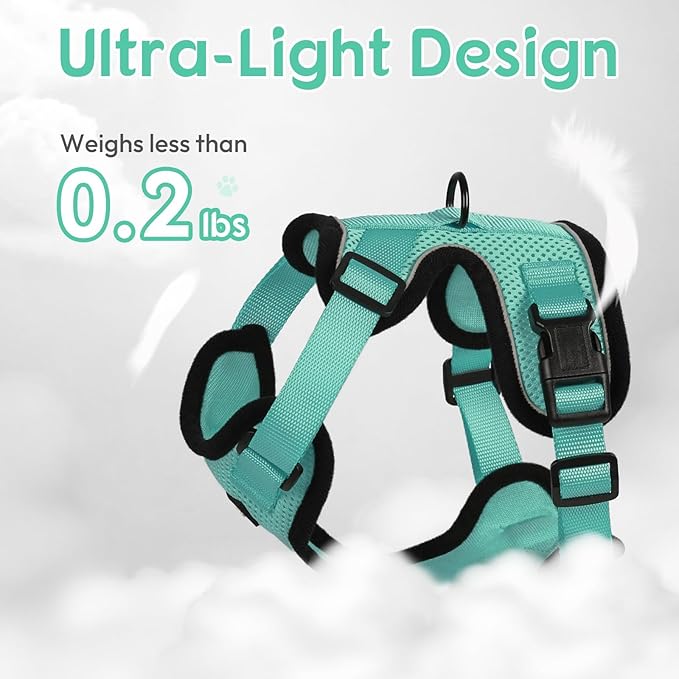 Dooradar Cat Harness and Leash Set, Escape Proof Safe Adjustable Kitten Vest Harnesses for Walking, Easy Control Soft Breathable Mesh Jacket with Reflective Strips for Cats, Green, M