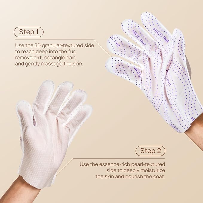 HICC PET Glove Wipes Pro – Pet Cleaning Gloves for Dogs & Cats – Infused with Coconut Oil & Plant Extracts – Hypoallergenic, Gentle, Spa-Like Care at Home