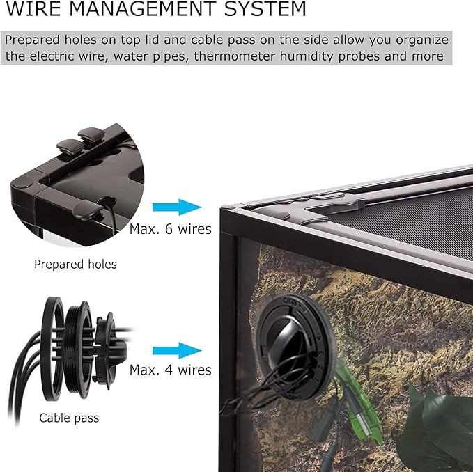 REPTI ZOO 85 Gallon Large Reptile Tank, Wide & Tall Tempered Glass Large Reptile Terrarium 47.2" x 17.7"x 23.6" for Tortoise Snake, Top Screen Ventilation & Anti Escape Lid