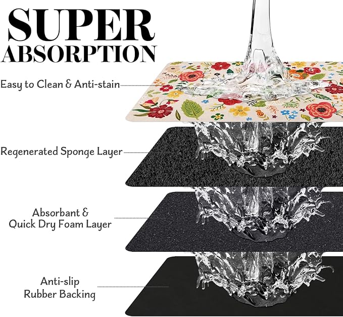 Dog Food Mats for Floors, Absorbent Dog Bowl Mat for Food and Water Dispenser Mat, Quick Dry Cat Food Mat Pet Supplies