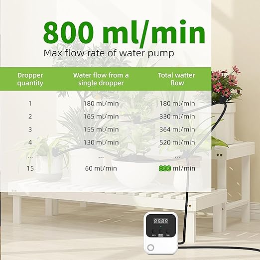 Automatic Drip Irrigation System for Garden, Outdoor Watering System for 15 Potted Plants Watering Kit, Auto Drip Irrigation Kit Programmable Water Timer for Indoor Outdoor Use