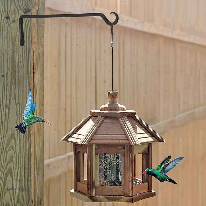 16inch 2 Pack Plant Hanger, Sturdy Hanging Plant Hangers Outdoor, Bird Feeder Hanger for Bird, Plant Hangers for Planters, Lanterns, Wind Chimes Indoor Outdoor, Upgrade Black