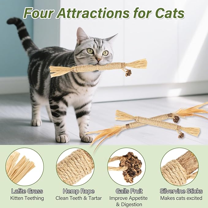 Silvervine Sticks for Cats Cat Chew Toy, Cat Teething Toys for Dental Cleaning Teeth, Cats Chew Stick for Kitten Teething, Kitten Chew Toys (15PCS)