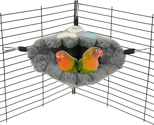 Wontee Bird Nest House Winter Warm Hanging Hammock Bird Bed Snuggle Hut for Parakeets Budgies Caique Conures Cockatiels (Medium, Grey)
