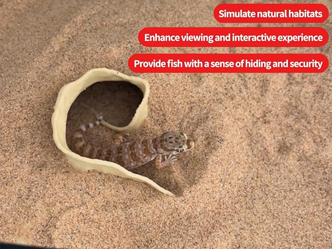 Reptile and Shrimp Hide Cave, 3D Printed Aquarium Decor for Bearded Dragon Snake, Fish Tank Accessories Terrarium Corner Shelter (White, one Size)