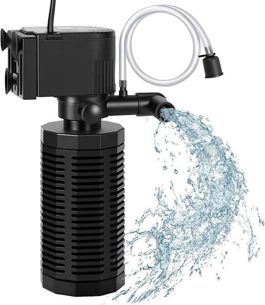 Aquarium Internal Filter for 30~100 Gallons - Ultra-Quiet Fish Tank Filters 400GPH Submersible Power Pump Filter with Biochemical Filtration Air Supply Water Clean