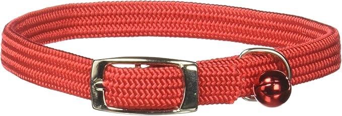 Kool Kat Elastic Cat Safety Collar with Bell, Red, 12"