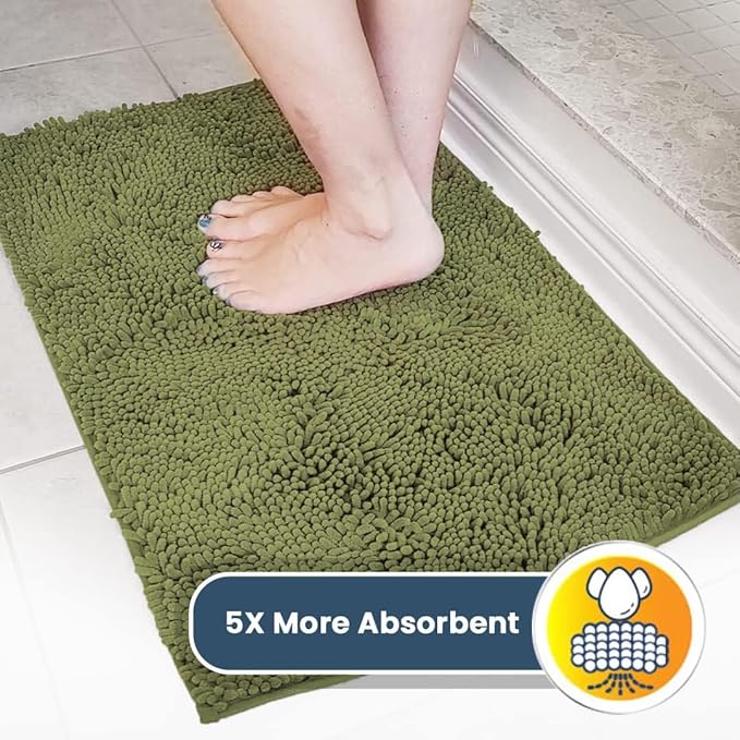 Muddy Mat® Original Dog Door Mat for Muddy Paws, Super Absorbent Microfiber, Non-Slip Washable Pet Rug, Quick Dry Chenille Entryway Carpet, Machine Washable Indoor Outdoor mat, Army Green 48"x60"