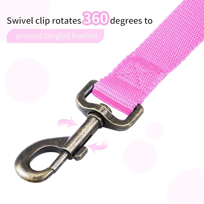 HIKISS Long Dog Leash Obedience Recall Training Agility Lead with Thickening Material for Large Dog - 15ft 20ft 30ft 50ft 100ft Training Leash(Pink 30ft)