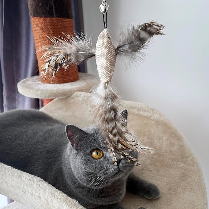 TTcat 3 Pcs Cat Feather Simulation Bird Refills Replacements for Cat Wand.