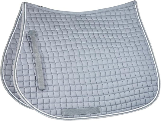 HORZE Adepto Padded All Purpose Quilted Equestrian Saddle Pad for Horses with Two-Tone Trim