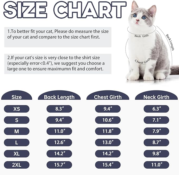 QBLEEV Cat Pajamas for Cats Only, Sticky Hair Cat Clothes, Prevent Lost Fur Kitten Onesie Shirts Costumes Outfits for Daily Wear Parties Photography, Cat Recovery Suit for Cats or Small Dogs
