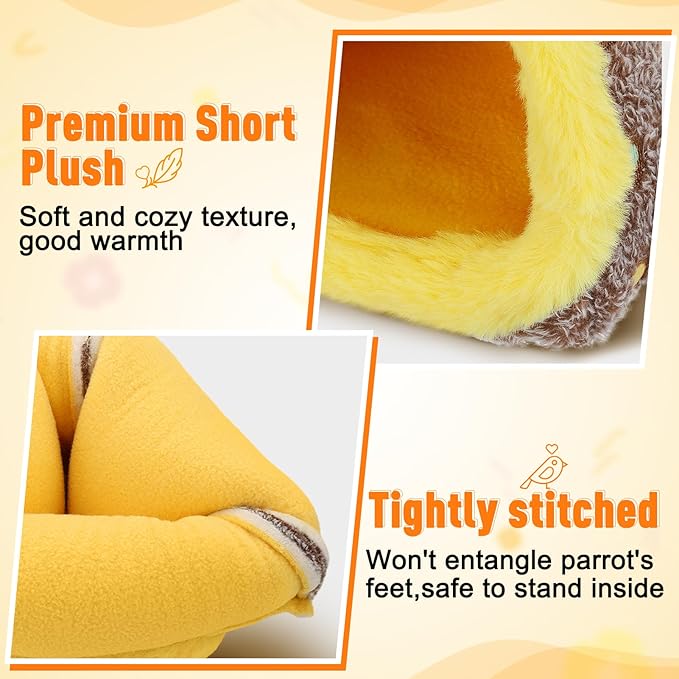 MEWTOGO Large Winter Warm Bird Nest for Cage - Comfortable Birds Bed with Support Plate, Hanging Shed Hideaway Hammock Hut Gift for Macaws African Grey Amazon Parrots