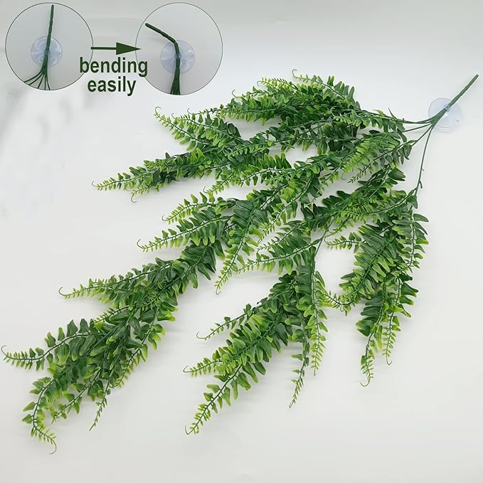 Reptile Plants for Bearded Dragon Tank Accessories, Terrarium Plant Artificial Decor for Snake Cage, Fake Plant for Leopard Gecko Habitat, Lizard Chameleon Ball Pythons (Group BPN)