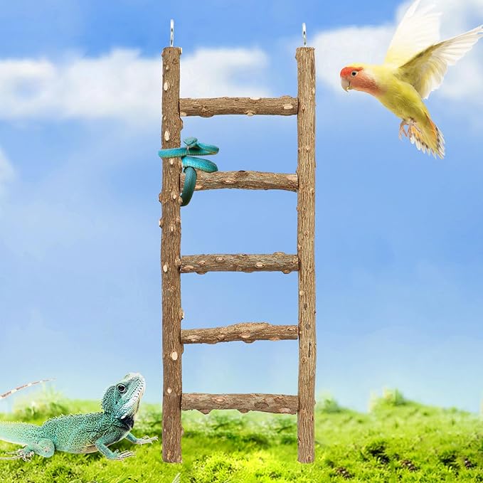 Natural Pepper Wood Parrot Ladder, 5-Step Bird Climbing Toys, Suitable for Parrots, Parakeets, Cockatiels