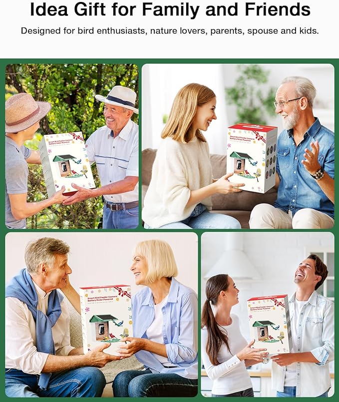 Bird Feeder with Camera - Supports AI Identify Species, 2K Live Video, Arrival Alerts, Solar Powered Bird House Camera, Wireless Wild Birds Feeder for Outdoors, Remote Access to Watch Birds