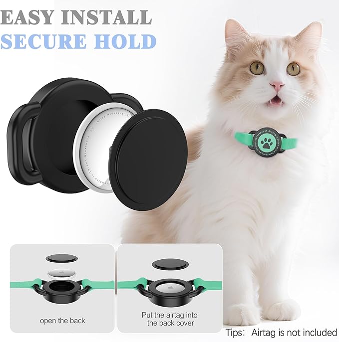 Airtag Cat Collar, Stretchy Kitten Collar with Apple Air Tag Holder, Lightweight and Comfortable, Ultra Elastic GPS Cat Collars for Cats Kittens and Puppies, 8-12.5 inch, Green