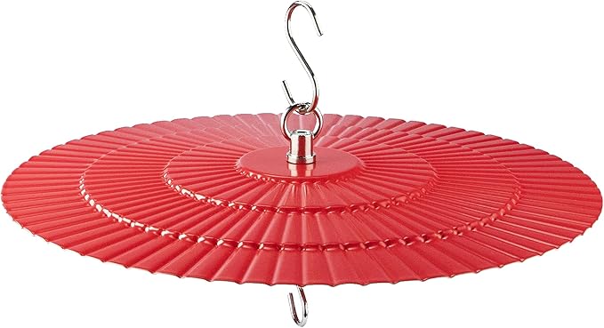 11.2" Metal Bird Feeder Rain Guard, Red Dome Shield Cover Umbrella Shade for Hummingbird Oriole Feeder, Baffles for Bird Feeders