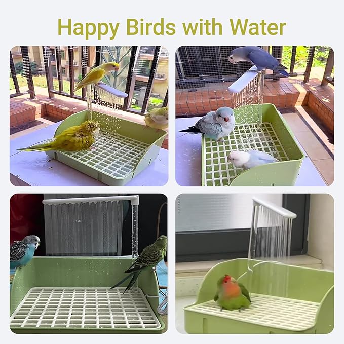 Bird Bath, Automatic Parrot Shower Bath with Pump, Birds Shower Bathtub with Running Water, Birdcage, Medium Birds Parakeet Budgies Cockatiels Conures Finches, Lovebird