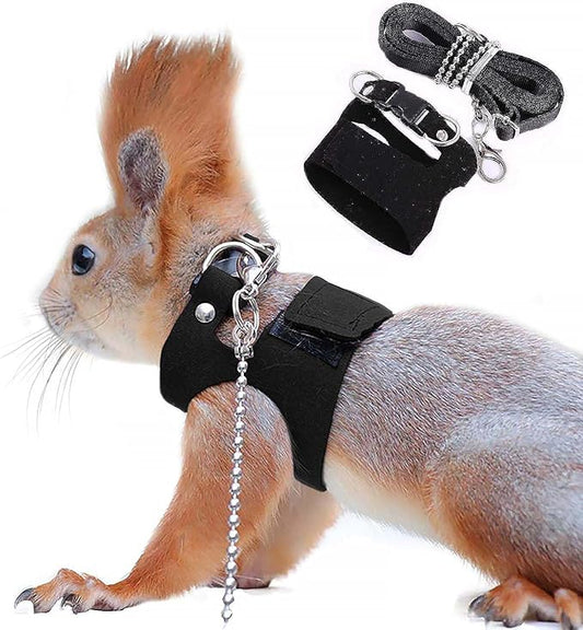 Squirrel Traction Rope Strap Anti-Biting Chain Rope, Adjustable Vest, Small Animal Walking Harness with Lead Leash, Hamster Gerbil Rat Mouse Ferret Chinchilla Small Animal Walking Leash