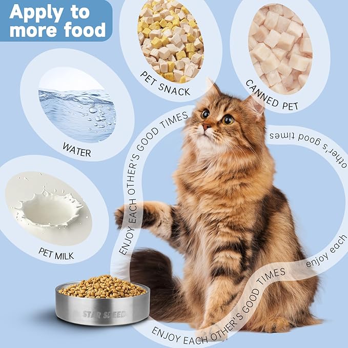 StarSpeed 24oz Stainless Steel Dog Bowls with Rubber Bottom Non-Slip Double Wall Metal Outdoor Dog Food and Water Bowls Weighted Insulated Pet Feeding Bowl for Small,Medium Sized Dogs or Cats