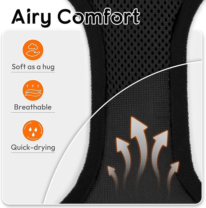 Dooradar Cat Harness and Leash Set, Escape Proof Safe Adjustable Kitten Vest Harnesses for Walking, Easy Control Soft Breathable Mesh Jacket with Reflective Strips for Cats, Black, M