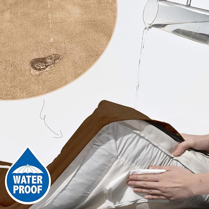 Comfort Expression Cooling Dog Beds Orthopedic, Waterproof Memory Foam Dog Bed for Large Dogs, Washable Dogs Beds with Removable Cover, Pet Sofa Couch with Bolster(Large,Khaki Brown)