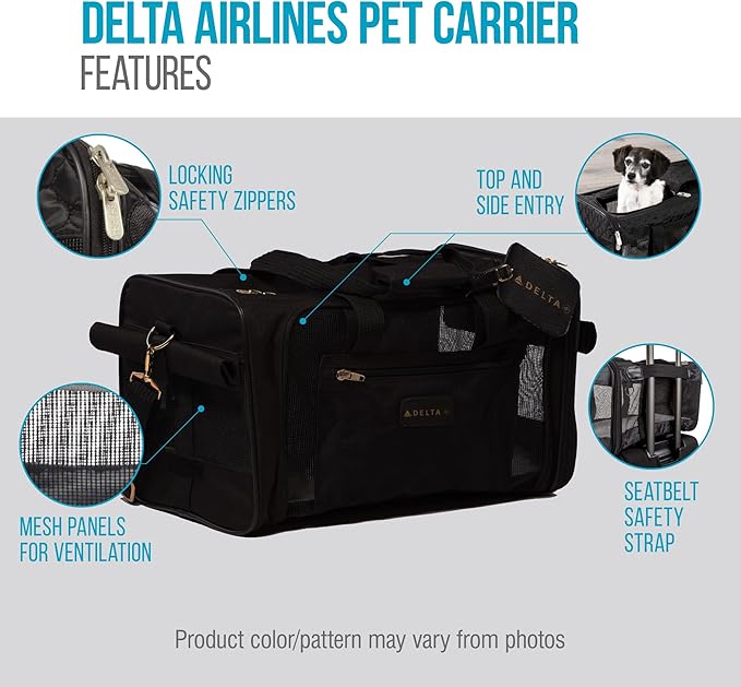 Sherpa Delta Airlines Travel Pet Carrier, Airline Approved & Guaranteed On Board - Black, Medium