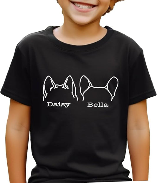 Custom Dog Mom Shirt for Women Pet Ears Sweatshirt with Name Unique Puppy Line Art Cute Dad Hoodie for DogDad Owner Lover